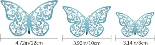 Vista 2 de AIEX 24 adornos de mariposa 3D con 3 tamaños diferentes (índigo)