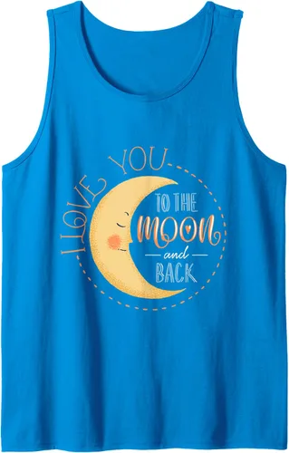 Vista 8 de Camiseta con texto en inglés "I Love You To the Moon And Back Tank Top Negro