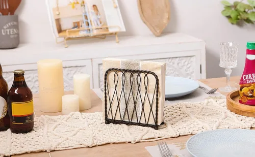 Vista 7 de NIKKY HOME Servilletero de metal vintage - Negro