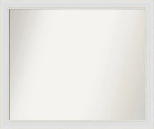 Vista 85 de Amanti Art Espejo de baño blanco para sobre el fregadero, 24 x 26 pulgadas, espejo rectangular blanco y blanco, marco de madera contemporáneo