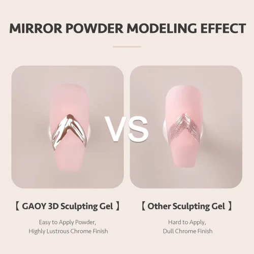 Vista 4 de GAOY Gel de escultura 3D para arte de uñas, gel de modelado semisólido para frotar polvo de uñas cromado, pegar diamantes de imitación y pintura,