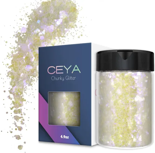 Vista 17 de Ceya Purpurina blanca ultra fina de 3.5 onzas/3.53 oz Coastline blanco iridiscente para manualidades, purpurina de 1/128 pulgadas, 0.008 pulgadas