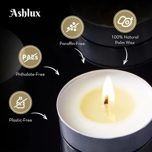 Vista 7 de Ashlux Velas de té sin perfume con forma de palma, paquete de 25 unidades a granel, 4.5 horas de combustión, velas de té blancas de larga duración