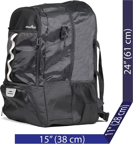 Vista 7 de Athletico Lacrosse Bag - Mochila extra grande para equipo de hockey sobre césped - Dos soportes para palos y compartimento separado para tacos