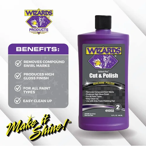 Vista 2 de Wizards Select Pro Cut & Polish 2 - Paso 2 Esmalte de acabado - 32 oz Elimina las marcas de remolinos compuestos, ofrece un acabado de alto brillo