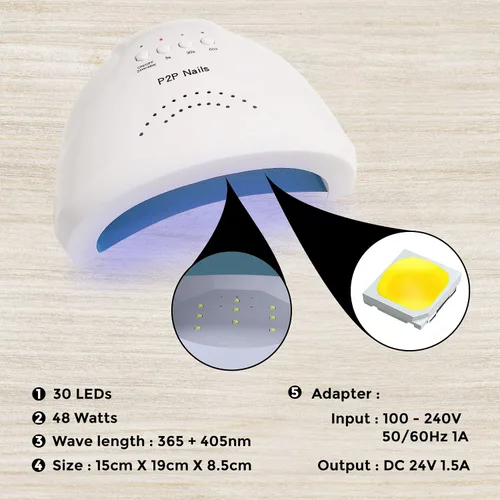Vista 6 de P2P Nails Lámpara de uñas UV/LED – Luz de uñas para esmalte de uñas de secado rápido – Secador de uñas estilo salón para mujeres elegantes – Lámpara