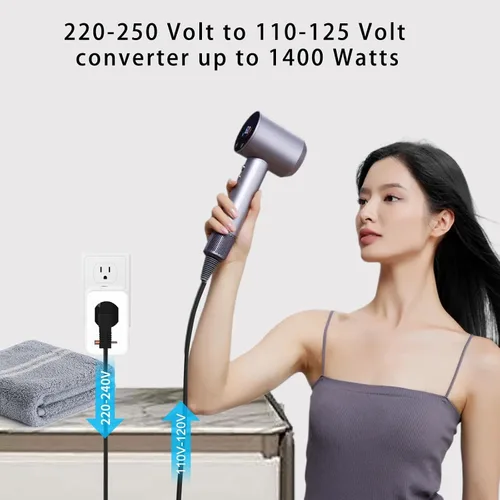 Vista 8 de Adaptador de enchufe de conversión de voltaje de 220V a 110V para viajar de Estados Unidos a Europa con 2 puertos USB y 2 puertos USBC PD 20 W, 2