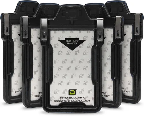 Vista 23 de Identity Stronghold - Soporte seguro para tarjetas RFID para 1 tarjeta, soporte para tarjetas de identificación de plástico duro resistente