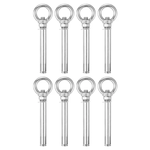 Vista 38 de uxcell Aro de elevación de la expansión, 8pcs M6x50mm 304 tornillo de expansión de acero inoxidable con anillo de ojo para pared de ladrillo