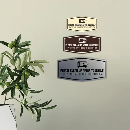 Vista 3 de Signs ByLITA Fancy Please Clean Up After Yourself Everyone Has To Use This Kitchen Sign (Negro) - Pequeño