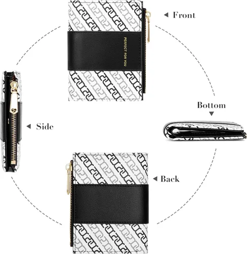 Vista 5 de OIDERY Cartera pequeña con tarjetero para mujer, billetera compacta plegable con ventana de identificación, cartera para mujer con cremallera, Negro