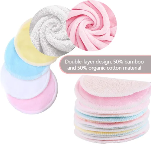 Vista 2 de Almohadillas desmaquillantes reutilizables (paquete de 24) con 2 bolsas para lavandería y almacenamiento, almohadillas de algodón reutilizables