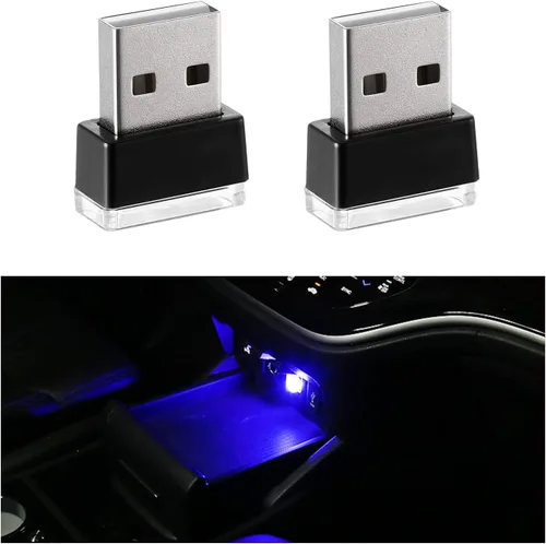 Vista 14 de 4 PCS Lámpara de Atmósfera Interior de Coche LED USB, Mini Luz Nocturna LED Portátil, Kit de Iluminación Ambiental de Maletero con Interfaz USB