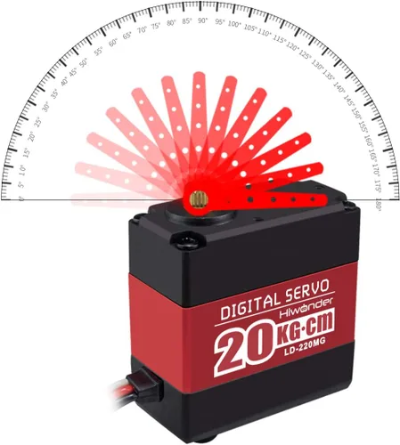 Vista 5 de Servomotores servo RC de 44.1 lbs de alto par con servomotor 25T, rodamiento de bolas dual, caja de aluminio, soporte de metal, dirección