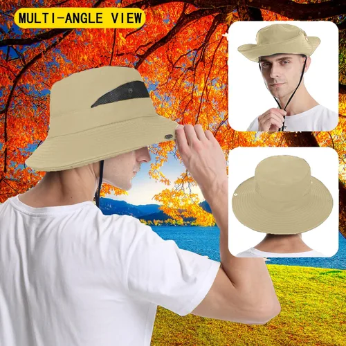 Vista 3 de Sombrero de sol para hombres y mujeres, protección UPF 50+ de ala ancha, sombrero Boonie para hombres y mujeres (20.8 pies a 23.2 pies)