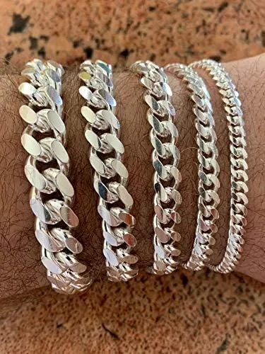 Vista 2 de Harlembling Pulsera de eslabones cubanos Miami de plata de ley 925 0197in 0236in 0315in 0394in 0472in 7 - 9 pulgadas fabricado en Italia para hombre