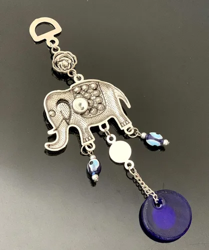 Vista 4 de Adorno azul para colgar en la pared o coche de elefante con protección 032