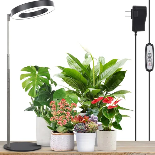 Vista 12 de LORDEM Lámpara de cultivo de bambú, luz LED para plantas de interior, lámpara de crecimiento de escritorio de bambú de espectro completo