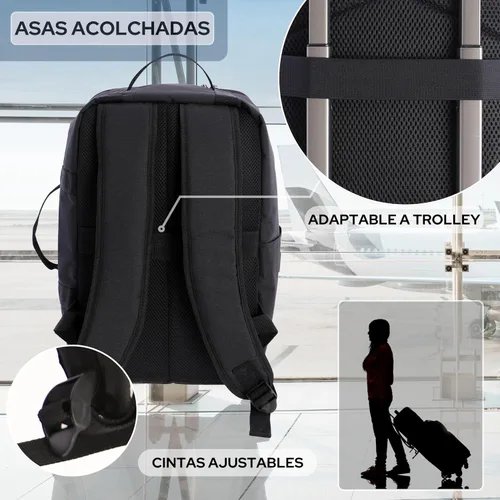 Vista 6 de Coronel Tapiocca Mochila unisex Viaje Cabina Avion Avion Cabina Mochila de viaje, Negro/Blanco
