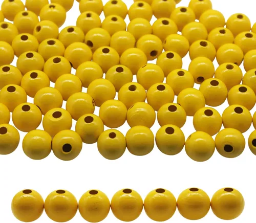 Vista 15 de Decoendiy 100 cuentas de madera para manualidades, cuentas redondas de madera de 0.630 in, cuentas de madera naturales pulidas de granja, cuentas
