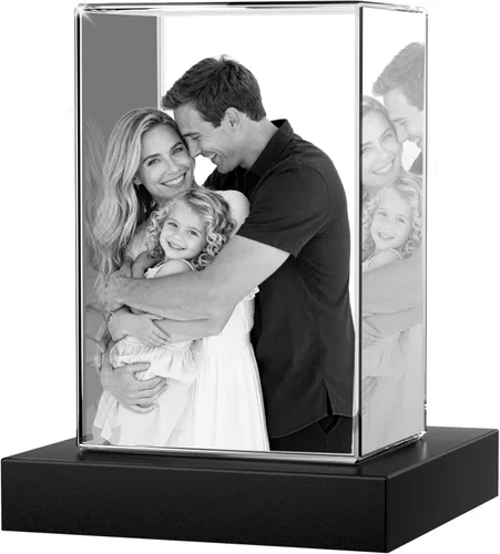 Vista 10 de Foto de cristal 3D con forma de corazón personalizada, regalo de imagen de cristal grabada con láser para papá, marido, abuelo, día del padre
