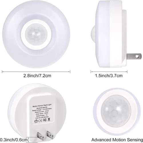 Vista 7 de CREWEEL Luz nocturna, luz nocturna LED enchufable, 200 lúmenes, luz brillante con sensor de movimiento enchufable para interiores, eficiencia