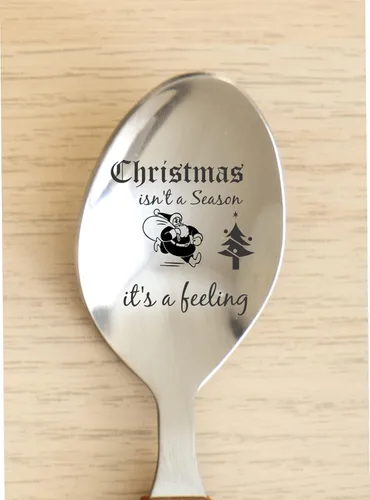 Vista 6 de Regalo navideño para mamá, papá, compañero de trabajo, amigos, hijo, hija, regalo de cuchara hermosa grabada para Navidad, relleno de calcetín