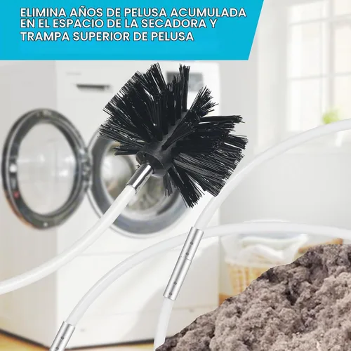 Vista 2 de Kit limpiador de ventilación de secadora de 15 pies, removedor de pelusa multiusos con cabezal de cepillo de chimenea de 6 pulgadas, varilla