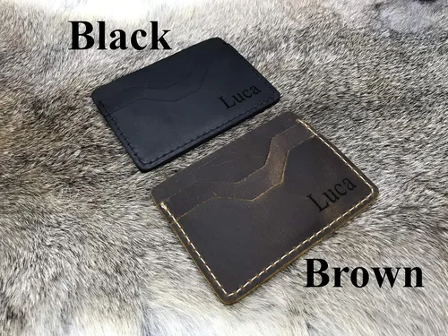 Vista 6 de Front Pocket Minimalist Leather Slim Wallet, Medium Size-Crazy Horse