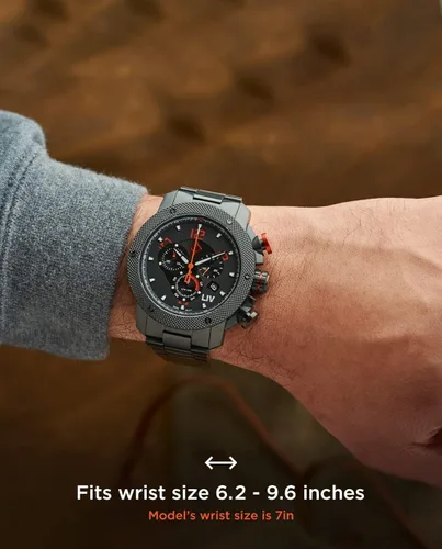 Vista 2 de LIV GX1 - Reloj clásico resistente con cronógrafo suizo de 1.77 pulgadas, 316L SS, 3D multicapa con fecha rápida, resistente a los arañazos