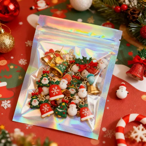 Vista 6 de Bolsas Holográficas y Bolsa de Papel de Aluminio Resellable Mylar Bolsa de Muestra Ideal para Favores de Fiesta Almacenamiento de Alimentos Bolsas a
