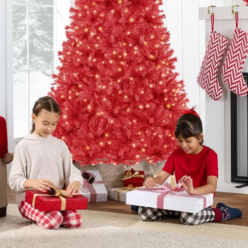 Vista 75 de Best Choice Products Árbol de Navidad azul bebé preiluminado de 6 pies, decoración navideña artificial completa con 947 puntas de rama, 250 luces