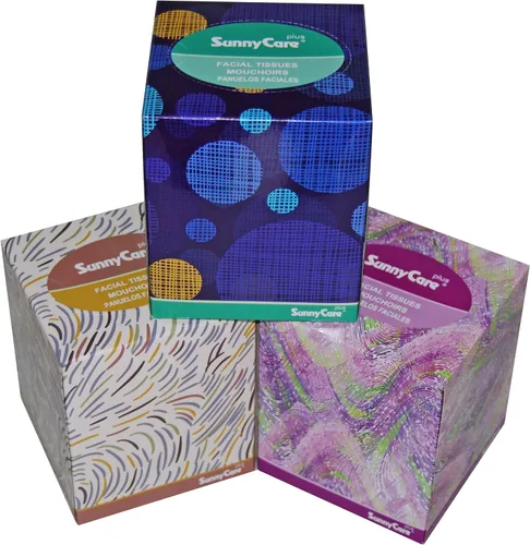 Vista 5 de SunnyCare #5702P Premium White 2-Ply CUBE Box Facial Tissue 90sheets/box; 36boxes/cs