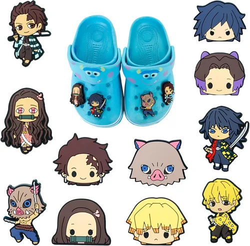 Vista 2 de Anime Merch - 21 dijes de anime para zapatos de zueco de anime, regalos de anime, sandalias de bricolaje, decoraciones de dibujos animados, regalos