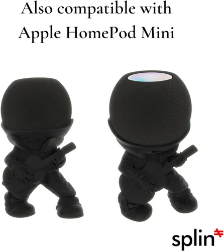 Vista 6 de Splin Soporte de mesa compatible con Amazon Alexa Smart Speaker Echo Dot (4ª y 5ª generación) y Apple HomePod Mini, Vegas Boy (negro)
