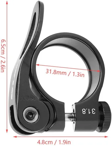 Vista 6 de Abrazadera de poste, Clip de tubo de abrazadera de liberación rápida de aleación de aluminio para bicicleta de asiento de 27.2/1.126 in (negro)