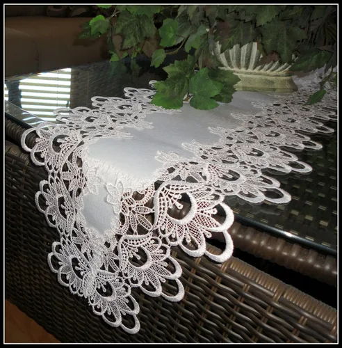 Vista 4 de 65 "Lace Dresser Bufanda Camino de mesa Flor Blanca Europeo Mantel Mantel