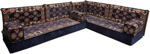 Vista 118 de arabicsofa Juego de asientos Jalsa en forma de L – Majlis árabe hecho a mano con almohadas de respaldo