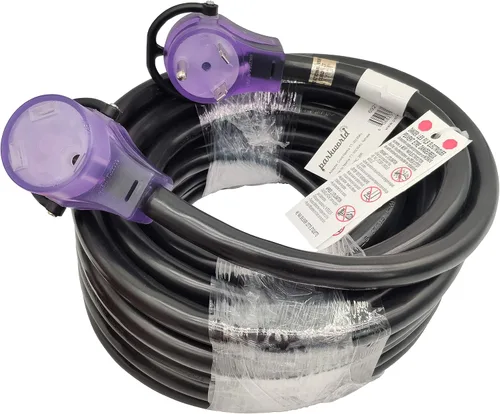 Vista 5 de Parkworld Cable de extensión RV 30A NEMA TT-30 con mango, Camper 30amp TT-30P a TT-30R (25 pies)