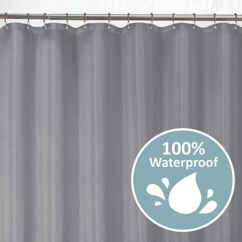 Vista 2 de Zenna Home Los mejores forros o cortinas de ducha impermeables a rayas, 70" x 72" gris (MSC19089)