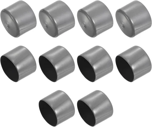 Vista 145 de uxcell 10 tapas de goma para extremos de 0.591 in de identificación, tapa de extremo redondo, protectores de rosca de tornillo, color negro