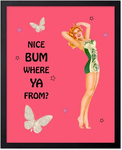 Vista 104 de Poster Master Pin Up Girl Poster - Better Late Than Ugly Print - Butterfly Art - Modern Art - Trendy Art - Gift for Men & Women - Funny Decor for