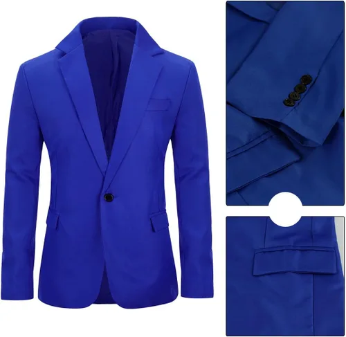 Vista 59 de YUNCLOS Chaqueta blazer casual de 1 botón con solapa con muescas para hombre