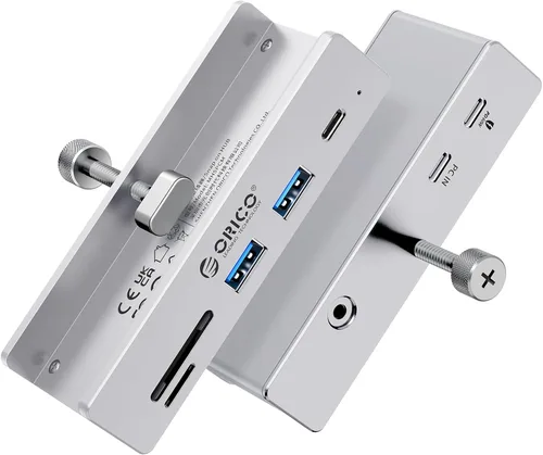Vista 11 de ORICO Hub USB 3.2, Abrazadera USB Hub con puerto de fuente de alimentación adicional, extensor USB de 5 puertos de aluminio de 10 Gbps con 2 puertos