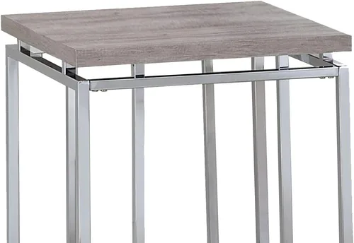 Vista 3 de Benjara - Mesa auxiliar con mesa rectangular y patas de metal, color plateado y marrón