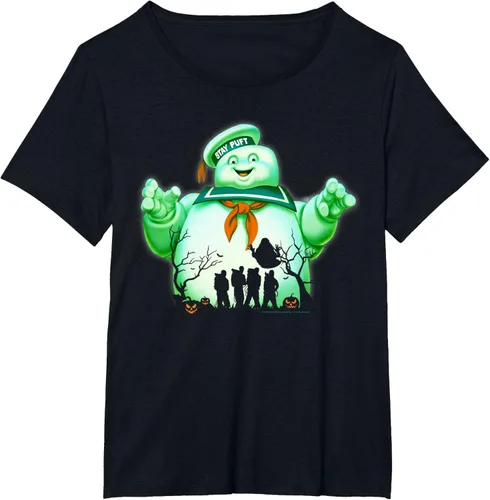 Vista 16 de Ghostbusters Marshmallow Man Group Shot Silhouette Camiseta Negro