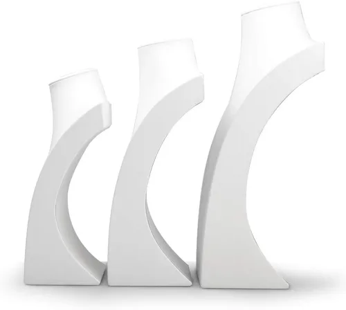 Vista 6 de Oirlv Soporte de exhibición del collar del busto de la joyería del cuero blanco (H 15.28")