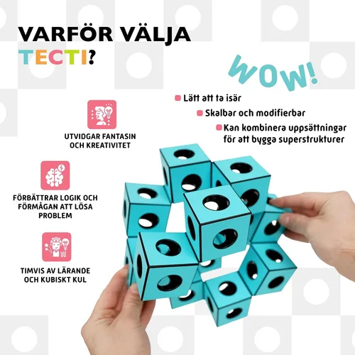 Vista 3 de TECTI Sistema de construcción cinética – Cubos con movimientos sísmicos – Consta de cubos interconectados tridimensionales – Construye más de 50