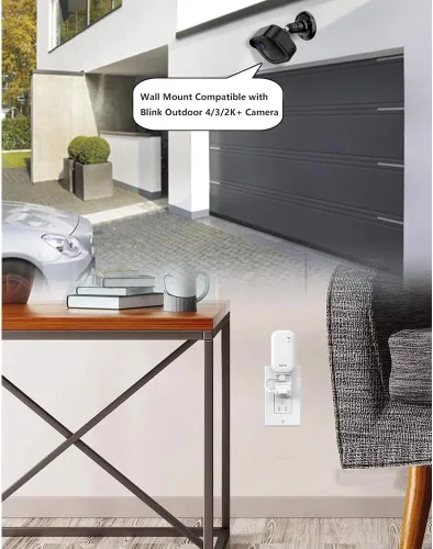 Vista 2 de Nuevo Blink - Soporte de pared para cámara para exteriores, montaje ajustable de 360° y carcasa protectora a prueba de clima con módulo Blink Sync