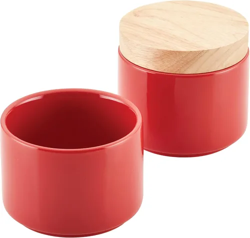 Vista 17 de Rachael Ray Ceramics - Juego de cajas apilables para especias y condimentos con tapa, 2 piezas, azul agave